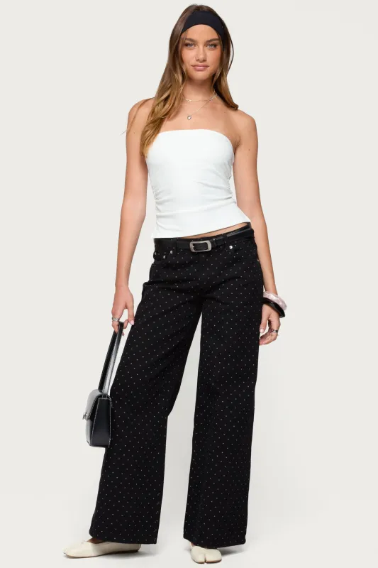Misha Polka Dot Baggy Low Jeans sold by Edikted