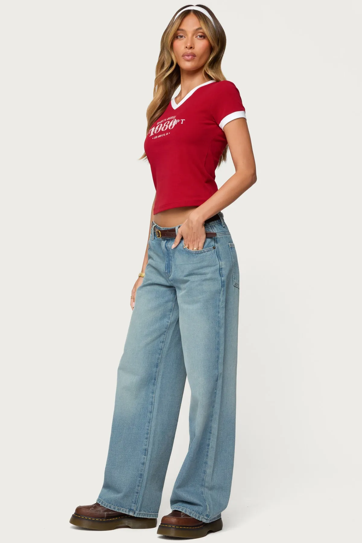 Santa Monica V Neck T Shirt sold by Edikted product image thumbnail 4