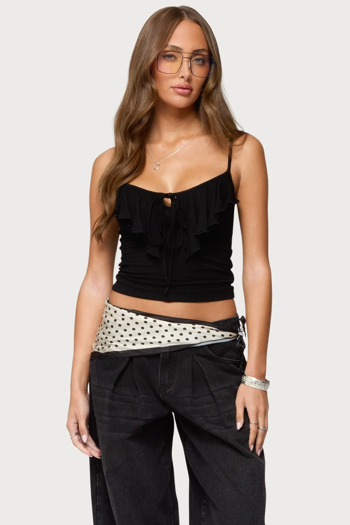 Jezebel Ruffle Tank Top sold by Edikted