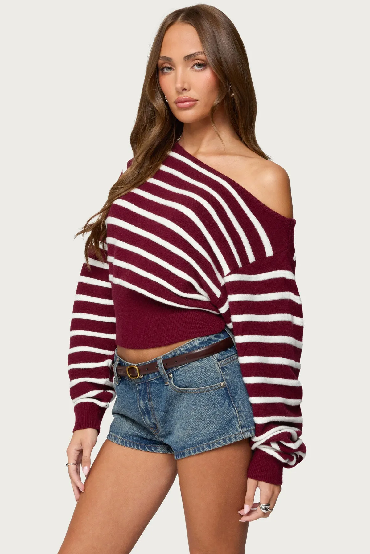 Mika Off Shoulder Oversized Sweater sold by Edikted product image thumbnail 3