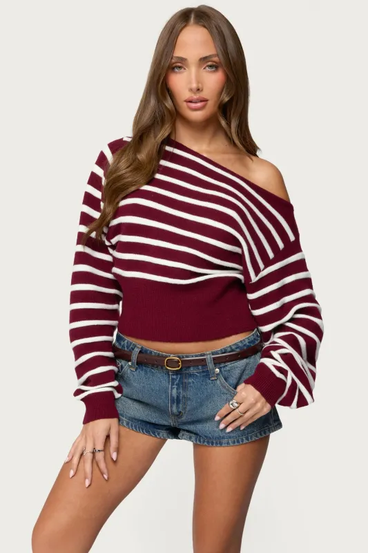 Mika Off Shoulder Oversized Sweater sold by Edikted