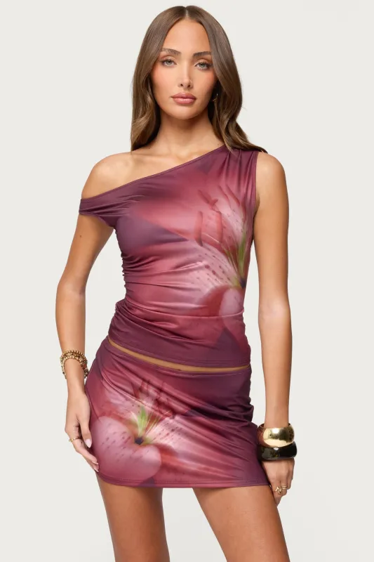 Tiger Flower Off Shoulder Top sold by Edikted