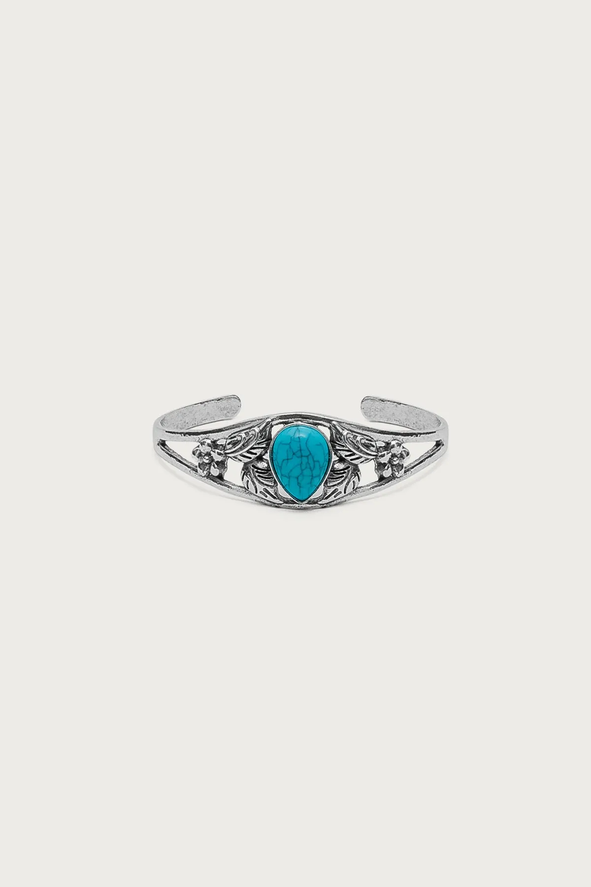 Vintage Stone & Flower Cuff Bracelet sold by Edikted product image thumbnail 2