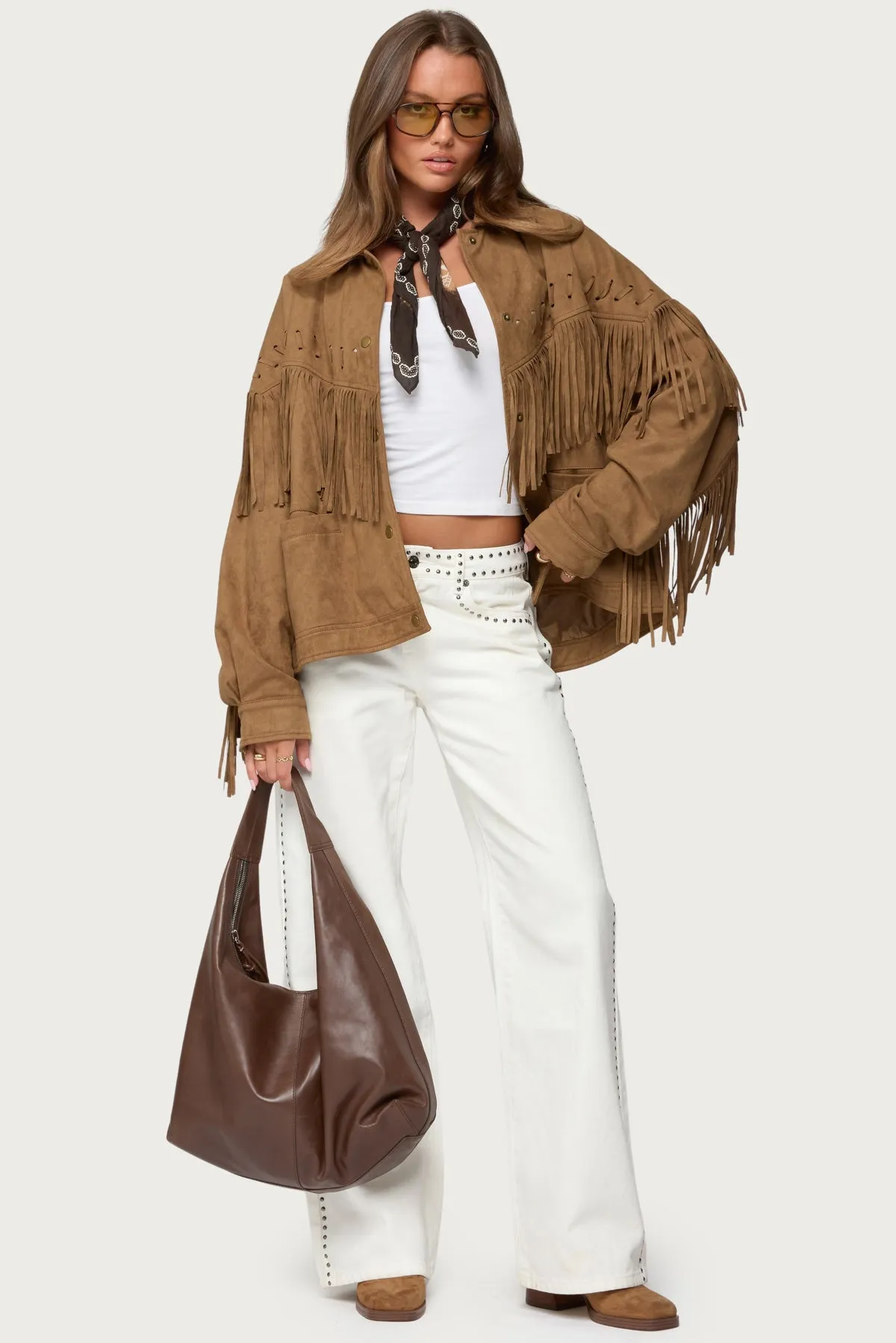 Evonka Fringe Faux Suede Jacket sold by Edikted product image thumbnail 5