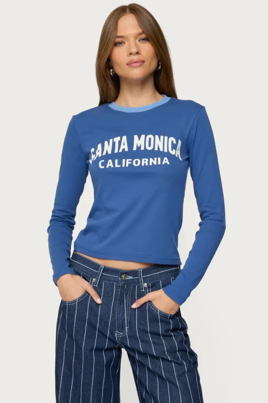 Santa Monica Long Sleeve T Shirt sold by Edikted