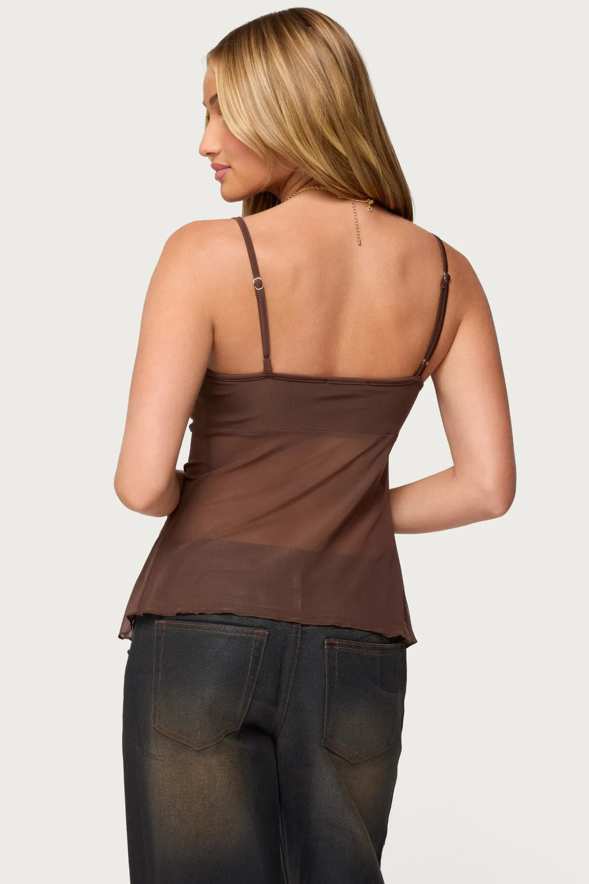 Reeve Split Front Sheer Mesh Top sold by Edikted product image thumbnail 4