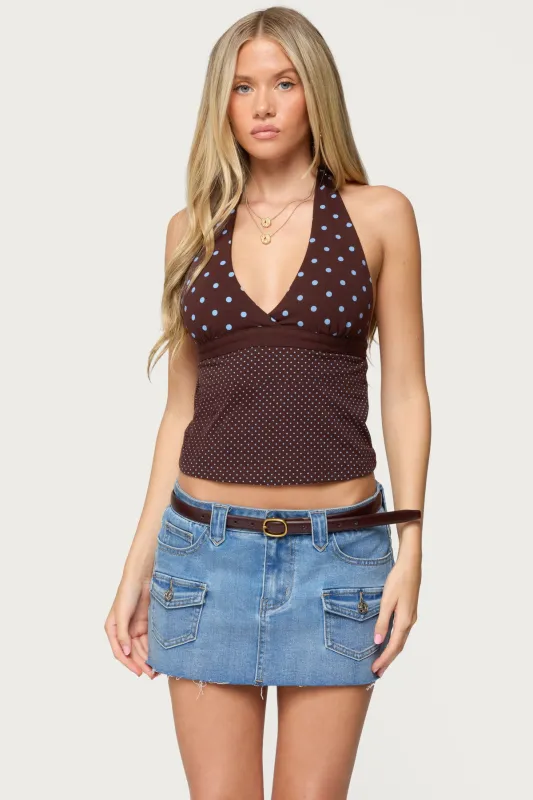 Ginny Mixed Polka Dot Halter Top sold by Edikted
