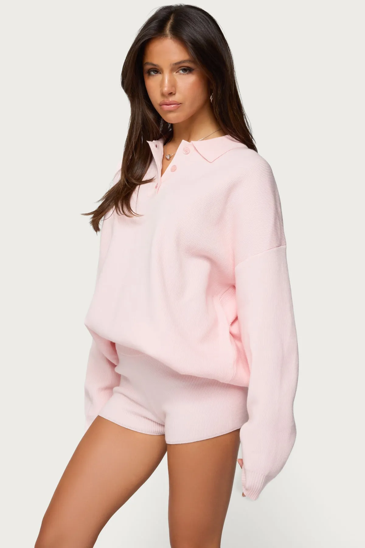 Lorie Oversized Knit Polo Sweater sold by Edikted product image thumbnail 3
