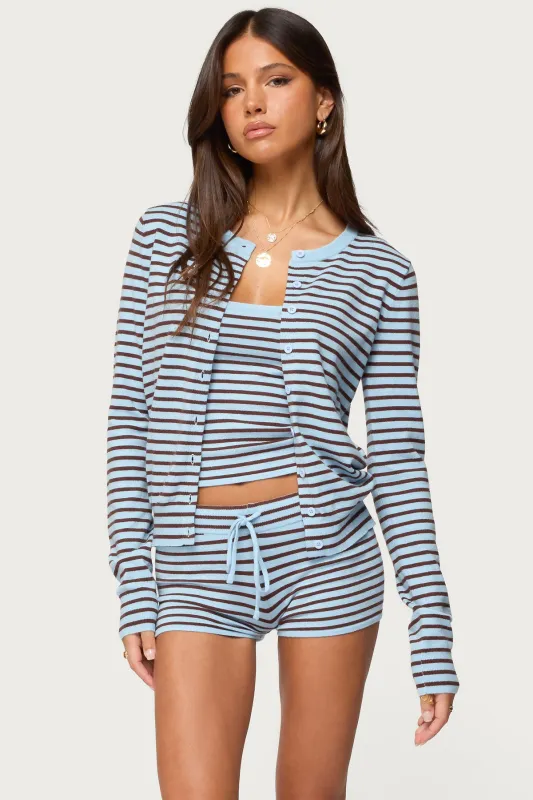 Lillian Striped Button Up Knit Cardigan sold by Edikted