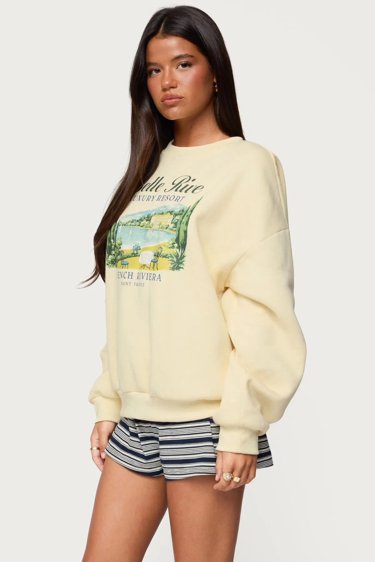 French Riviera Oversized Sweatshirt sold by Edikted product image thumbnail 3