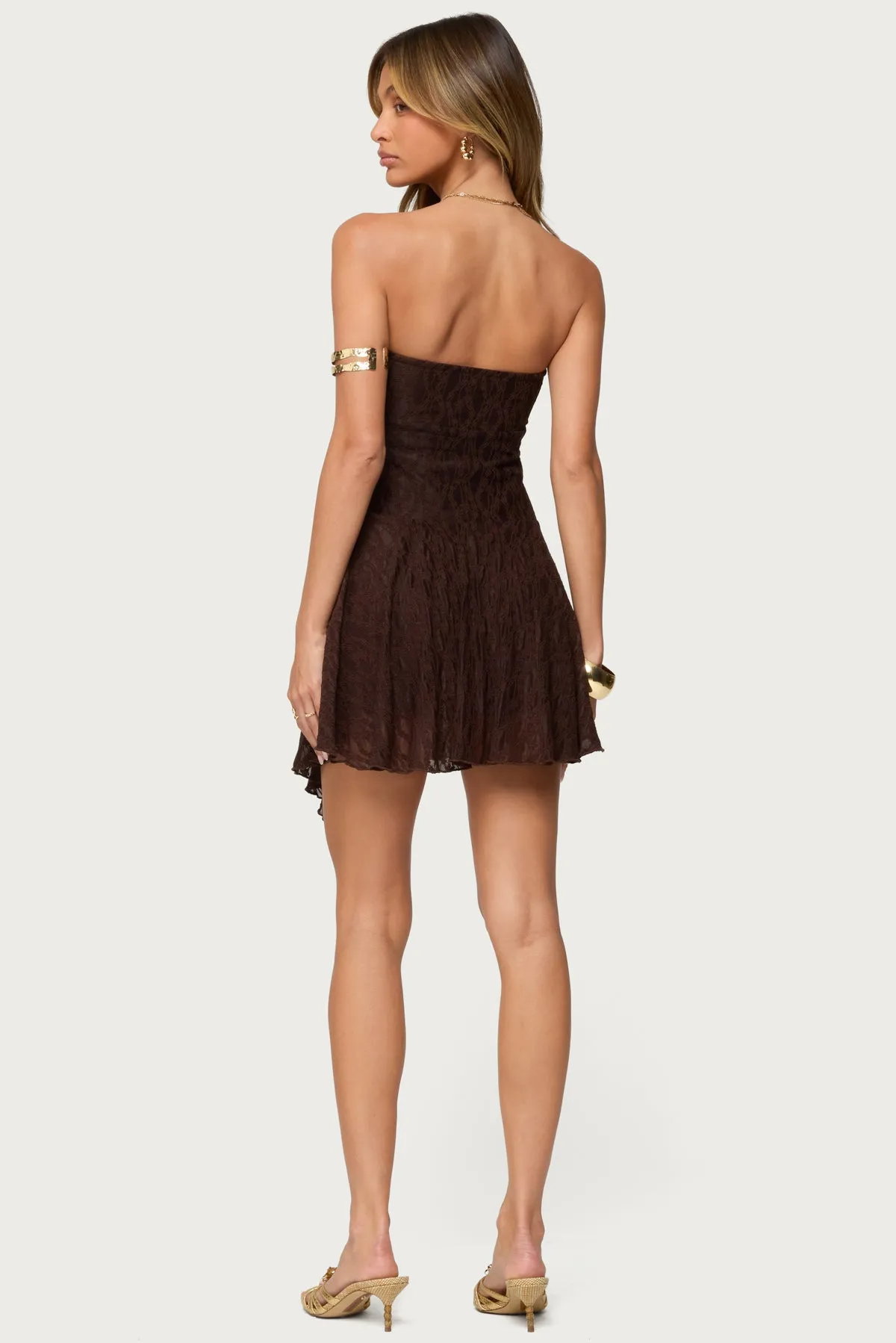 Elaia Asymmetric Strapless Lace Mini Dress sold by Edikted product image thumbnail 5
