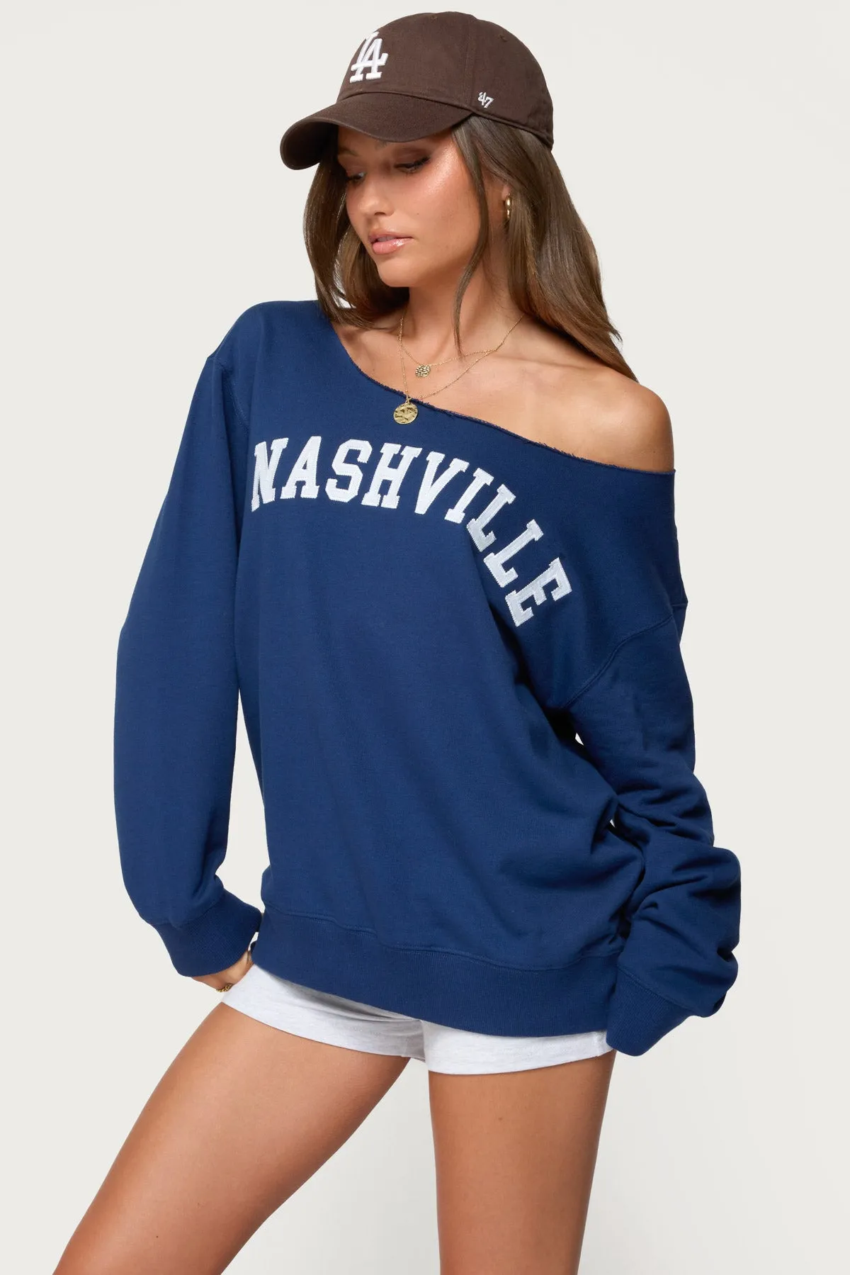 Nashville Oversized Wide Neck Sweatshirt sold by Edikted