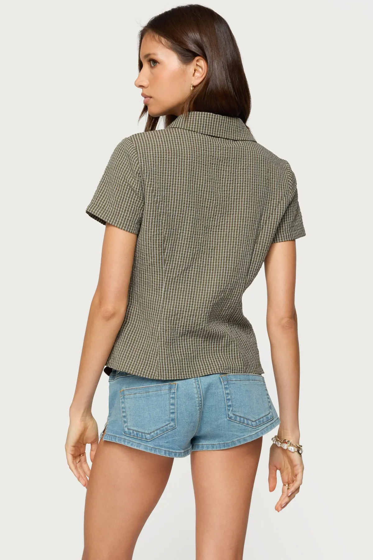 Alisa Plaid Tailored Button Up Shirt sold by Edikted product image thumbnail 5