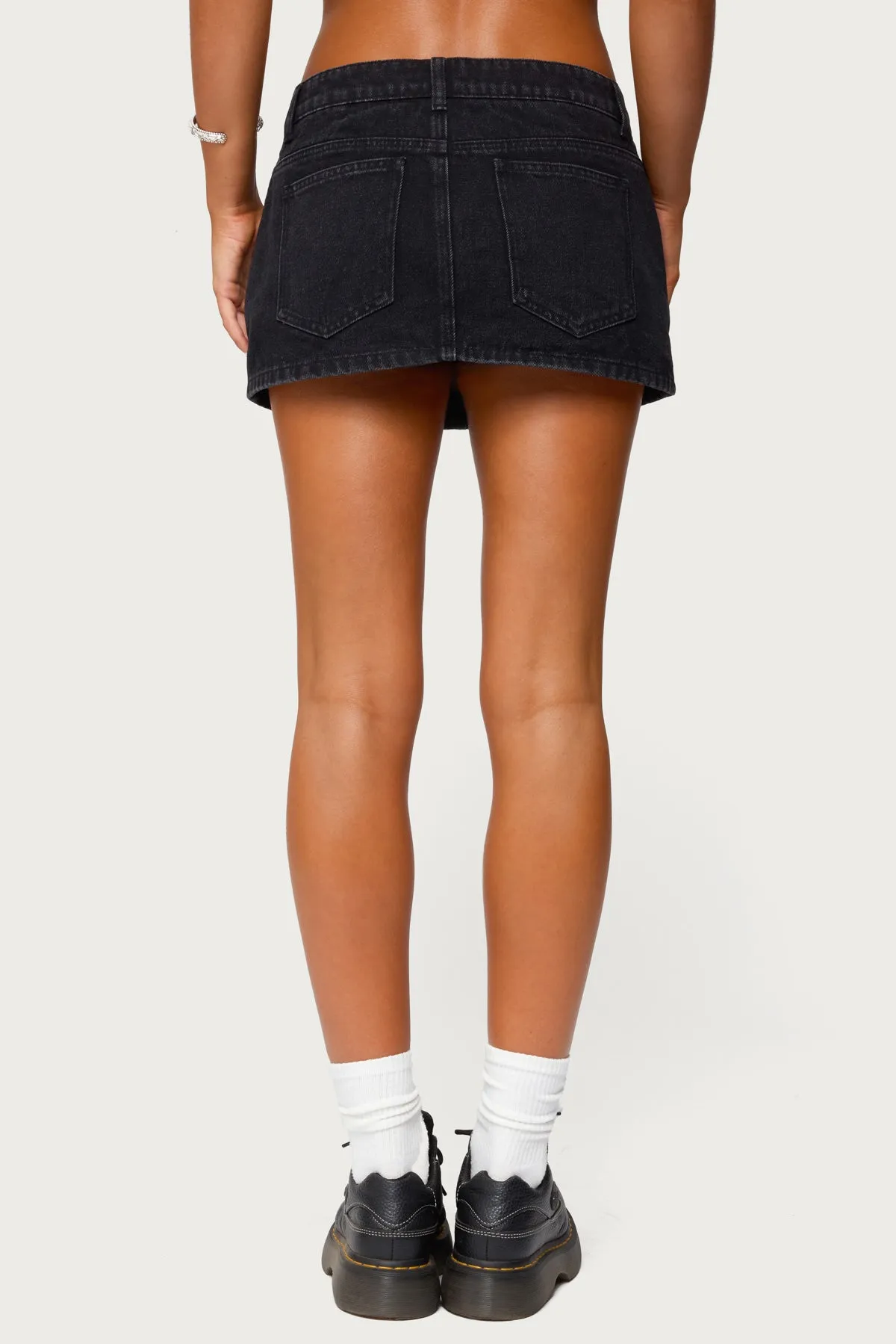 Ziggie Tie Front Denim Mini Skort sold by Edikted product image thumbnail 5