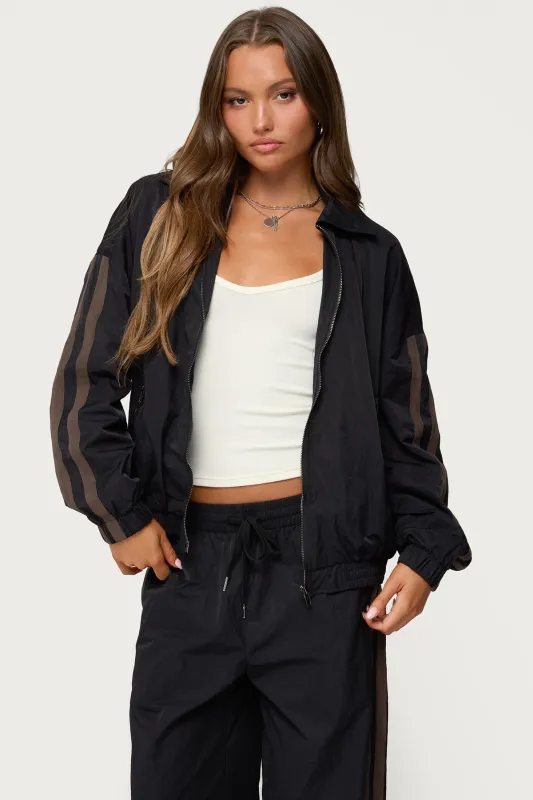 Kieran Stripey Nylon Track Jacket sold by Edikted