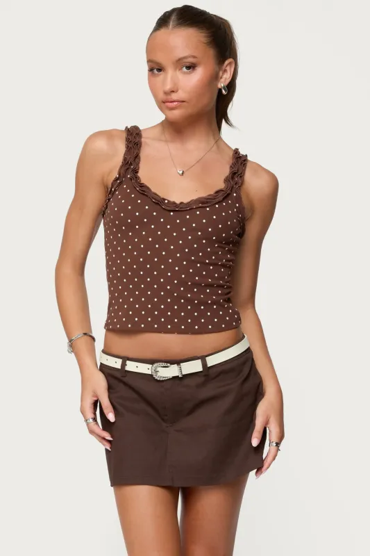 Pippin Ruffle Polka Dot Tank Top sold by Edikted