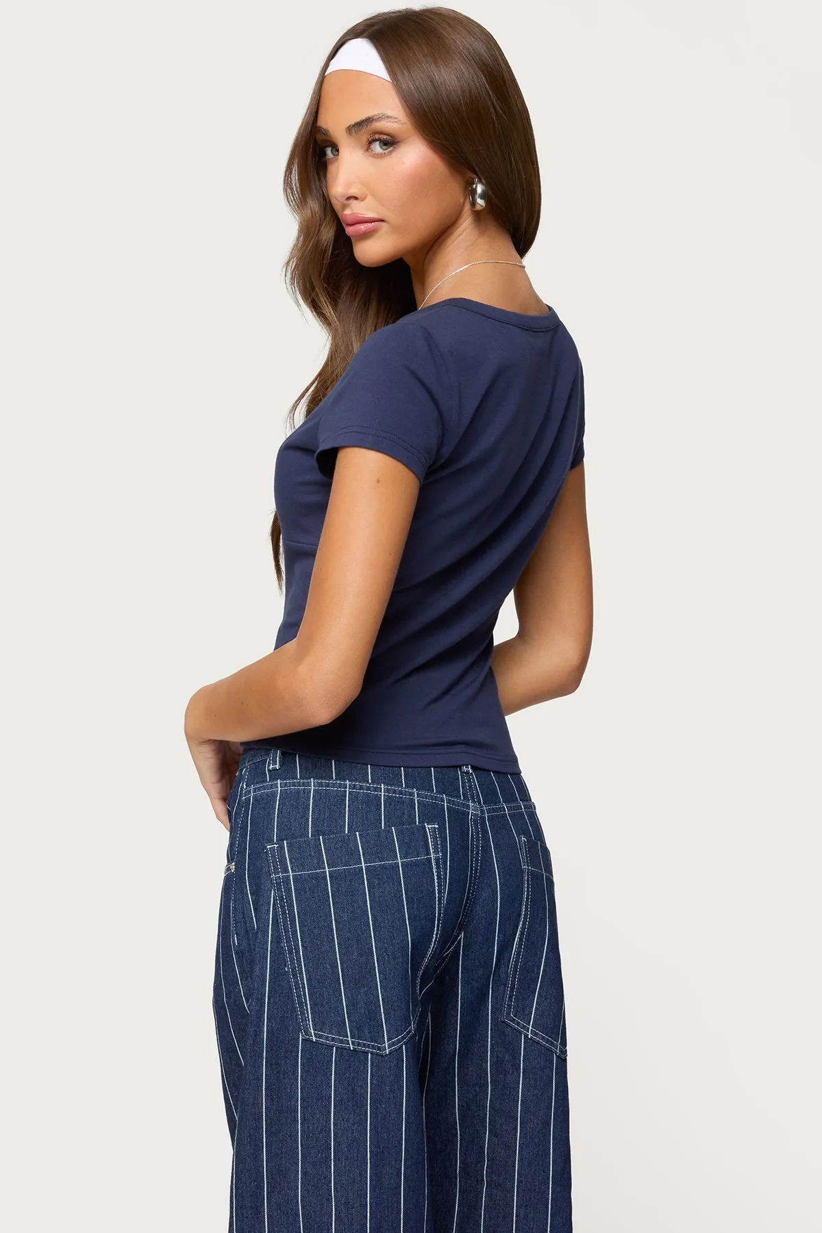 Merinda V Neck T Shirt sold by Edikted product image thumbnail 5