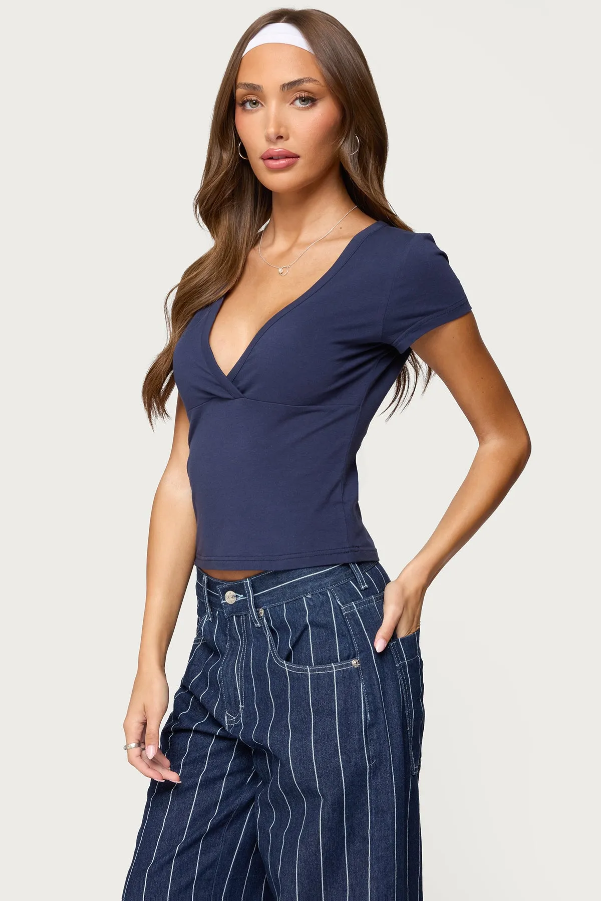 Merinda V Neck T Shirt sold by Edikted product image thumbnail 3