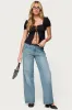 Lacey Split Front Lace Up Top sold by Edikted
