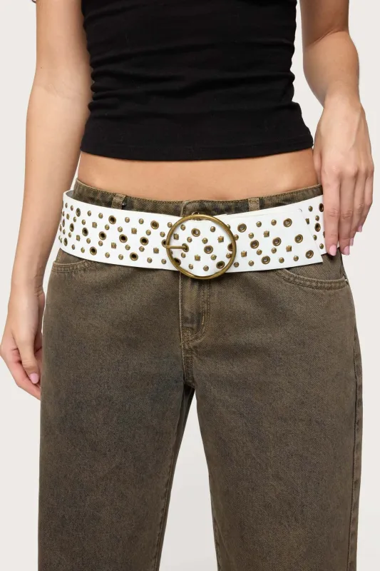 Stud & Grommet Faux Leather Belt sold by Edikted