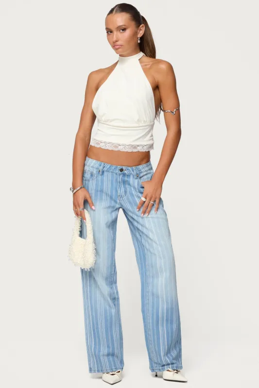 Tera Striped Low Rise Jeans sold by Edikted