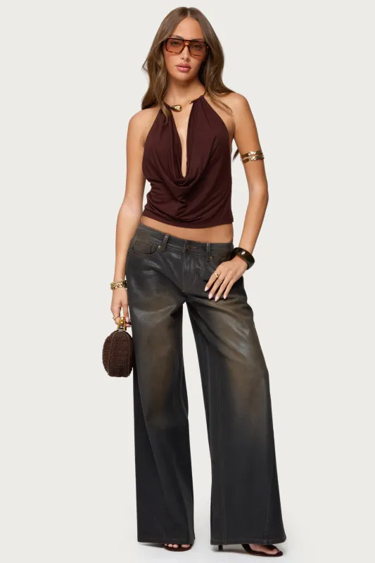 Oversized Mud Wash Low Rise Jeans sold by Edikted