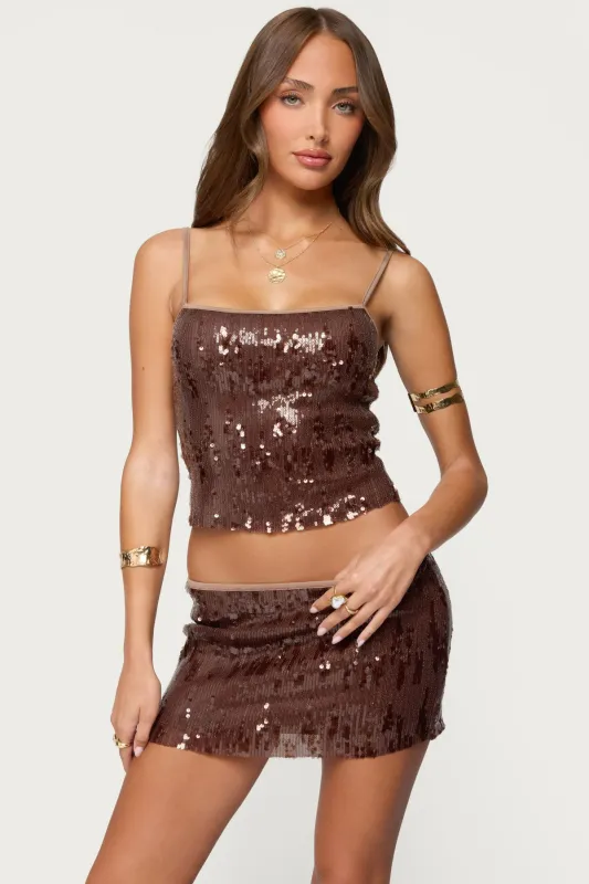 Kaylee Sequin Tank Top sold by Edikted