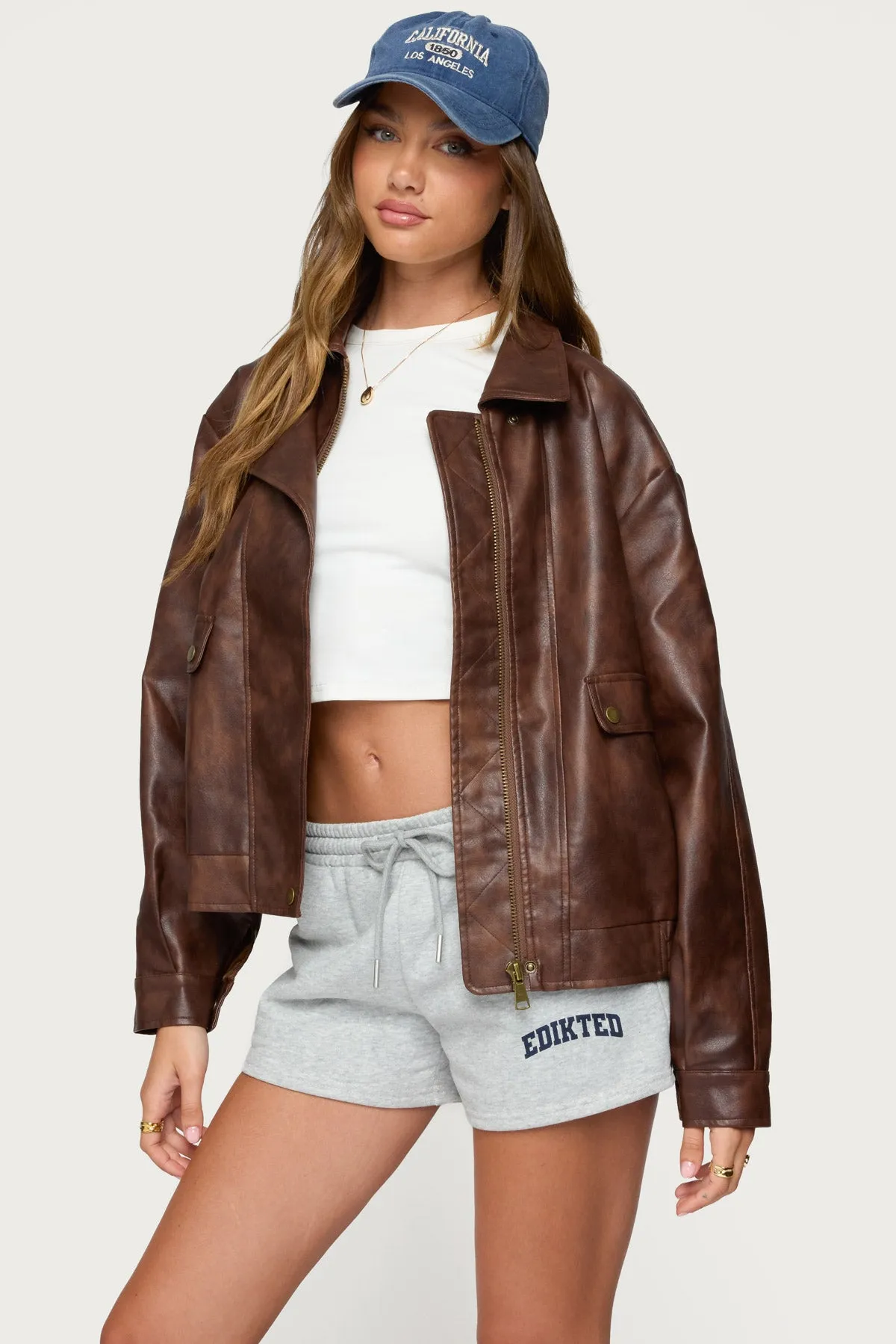 Ardella Oversized Faux Leather Jacket sold by Edikted product image thumbnail 3