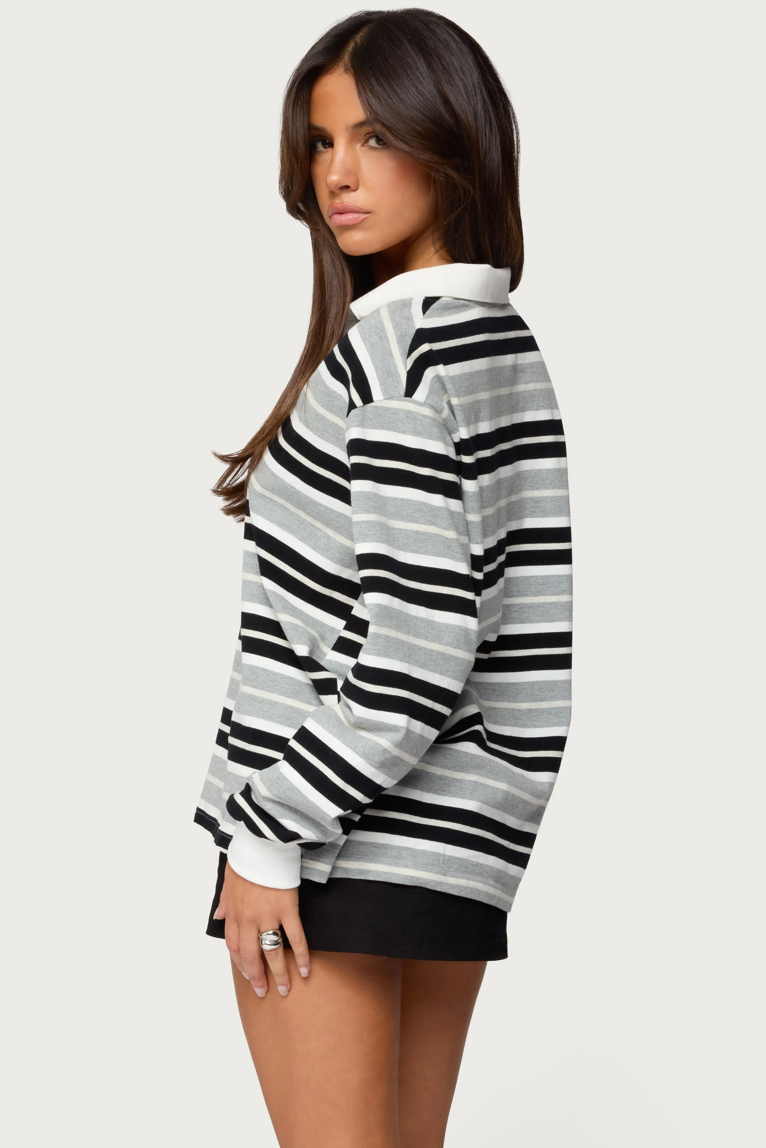 Renya Striped Rugby Shirt sold by Edikted product image thumbnail 5