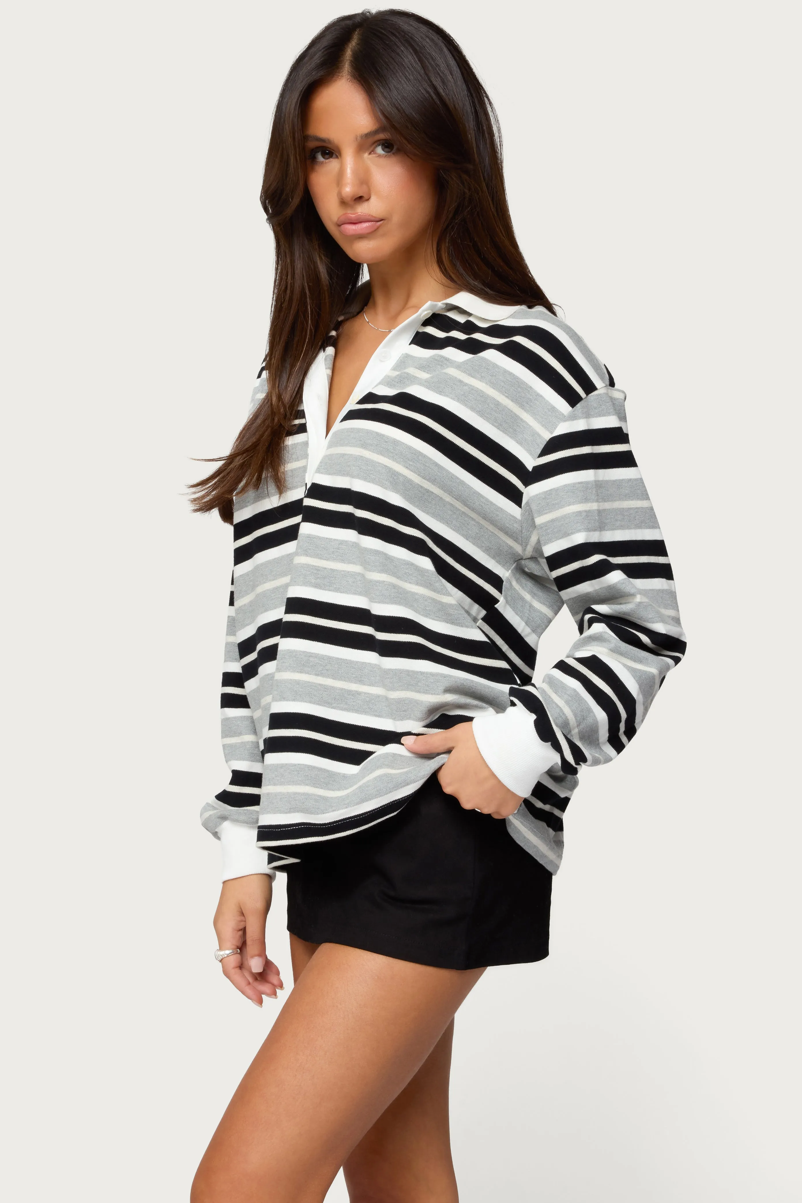 Renya Striped Rugby Shirt sold by Edikted product image thumbnail 3