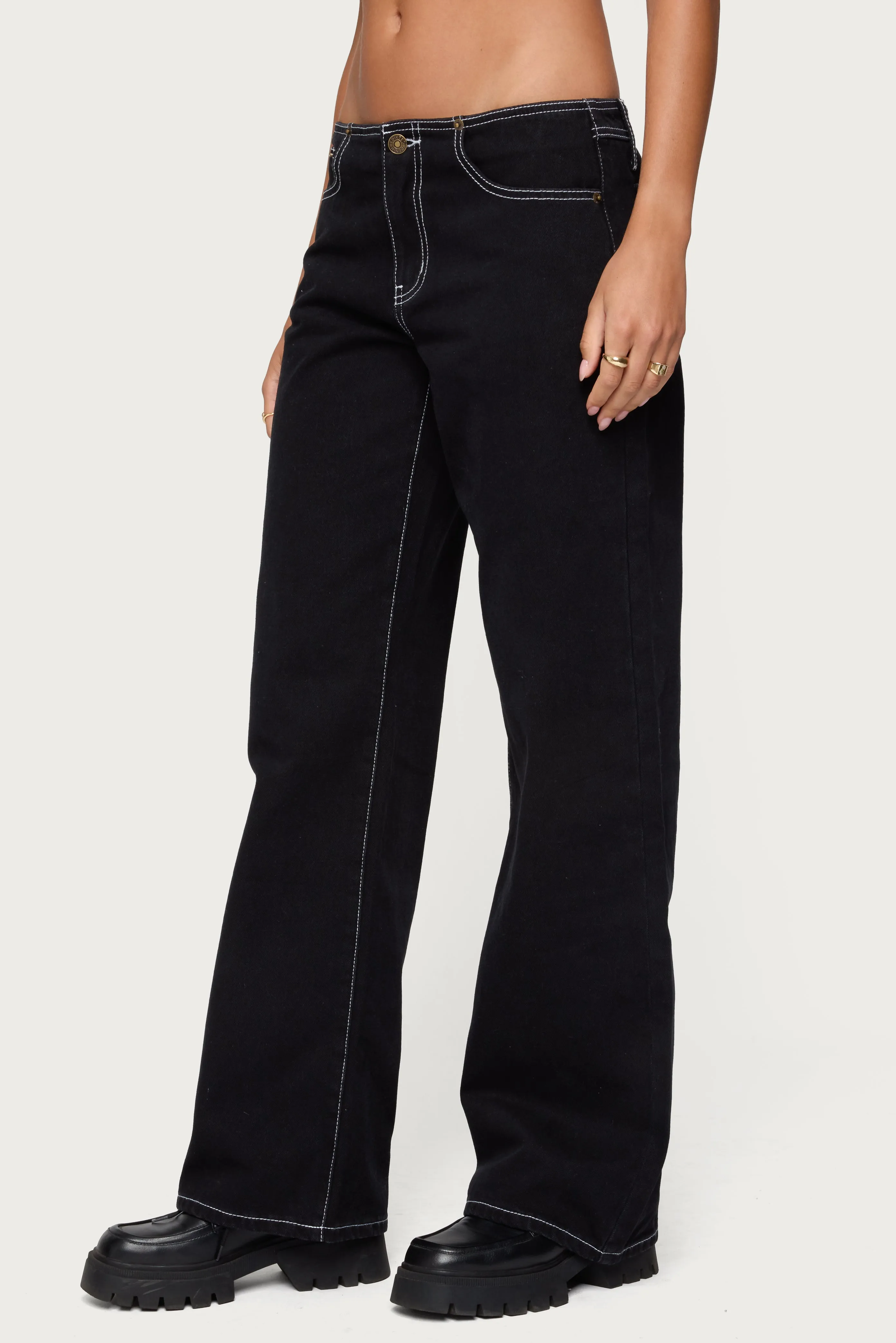 Contrast Stitch Low Rise Jeans sold by Edikted product image thumbnail 4