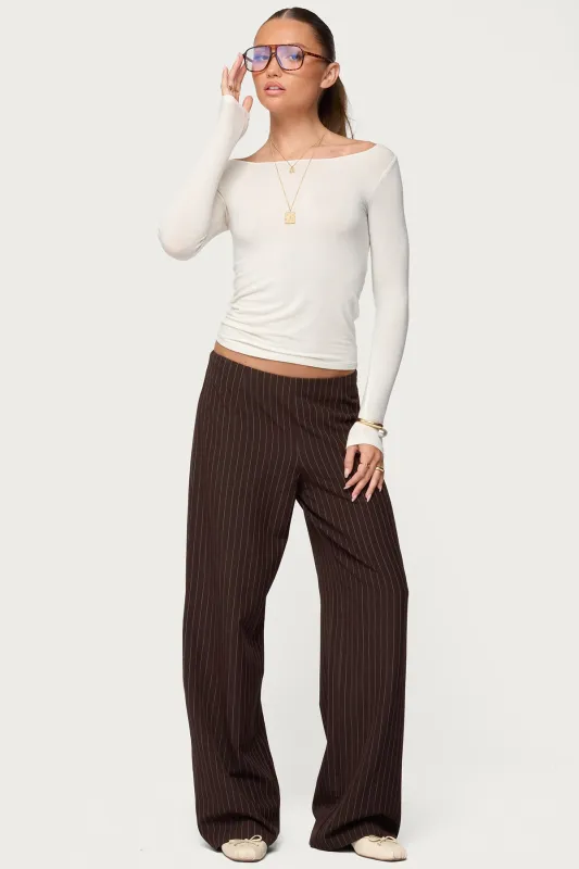 Kerie Pinstripe Low Rise Pants sold by Edikted