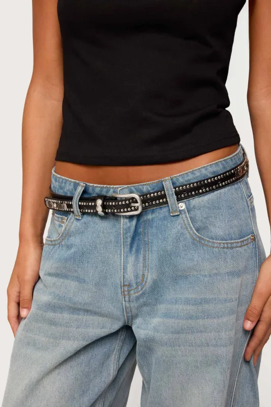 Get Studded Faux Leather Belt sold by Edikted