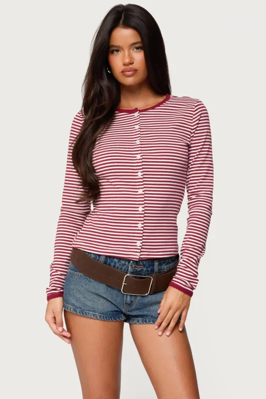 Rayla Striped Button Up Top sold by Edikted