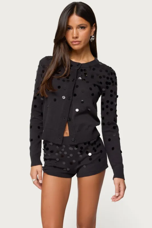 Cierra Sequin Knit Cardigan sold by Edikted