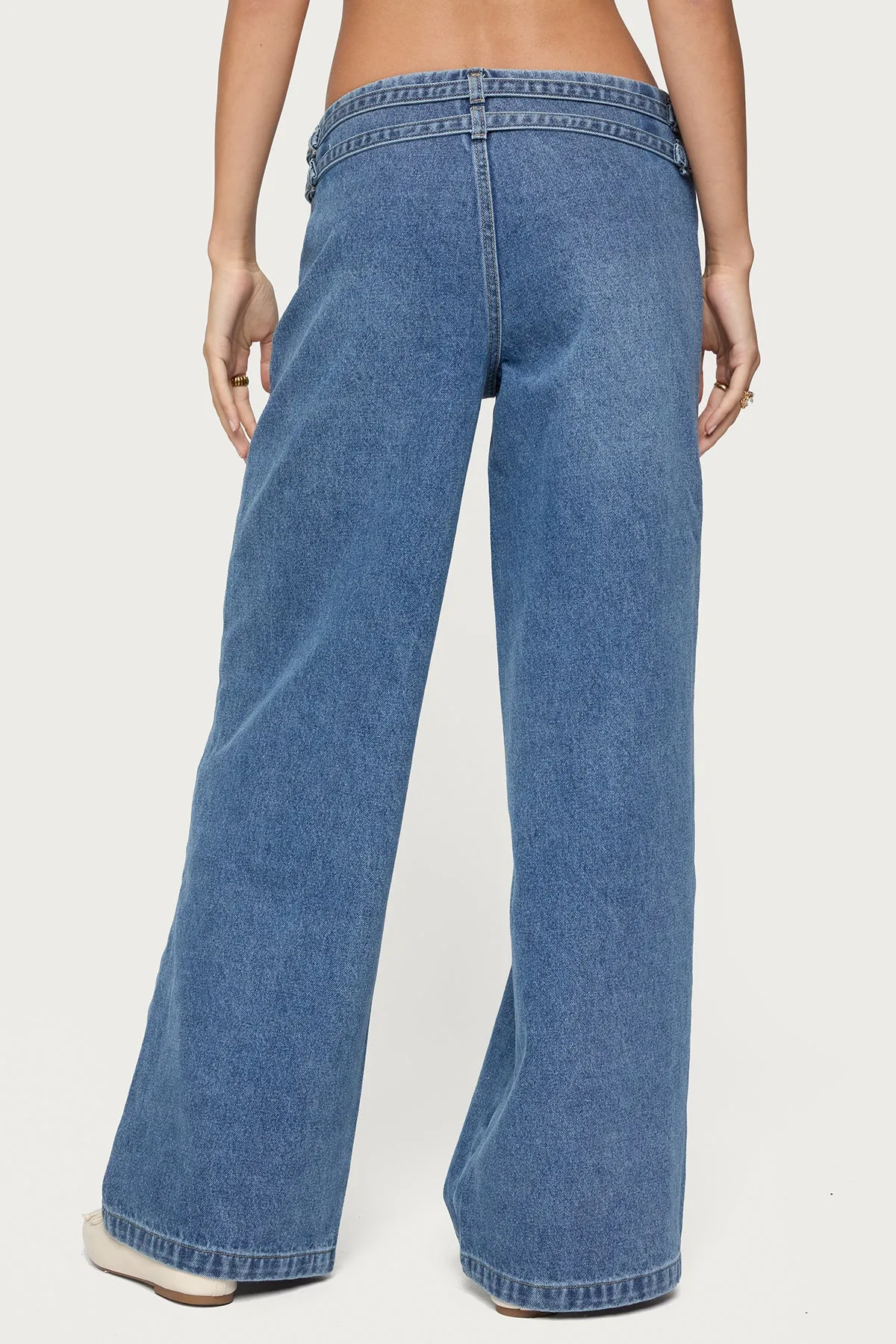 Livia Double Belt Low Rise Baggy Jeans sold by Edikted product image thumbnail 5