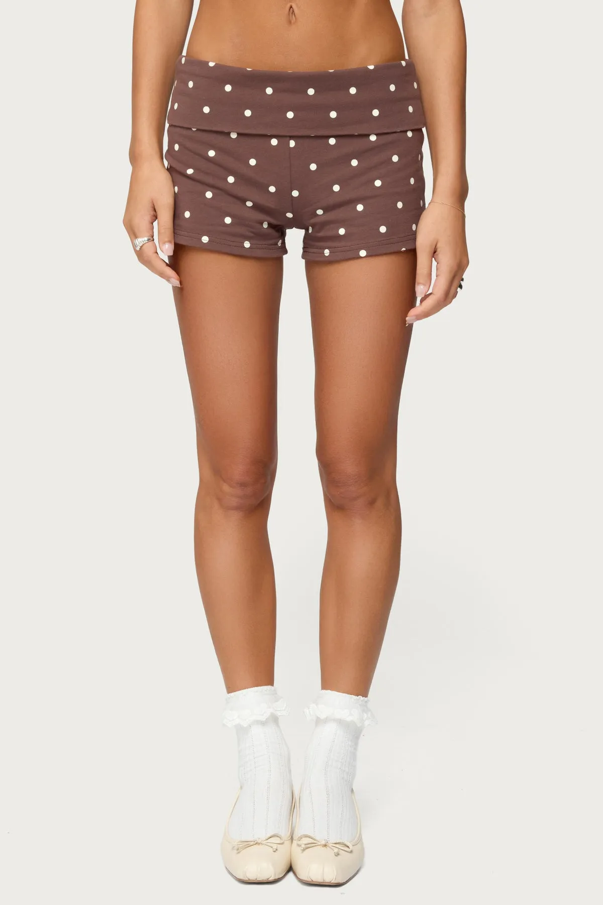 Chelsie Polka Dot Foldover Shorts sold by Edikted product image thumbnail 2