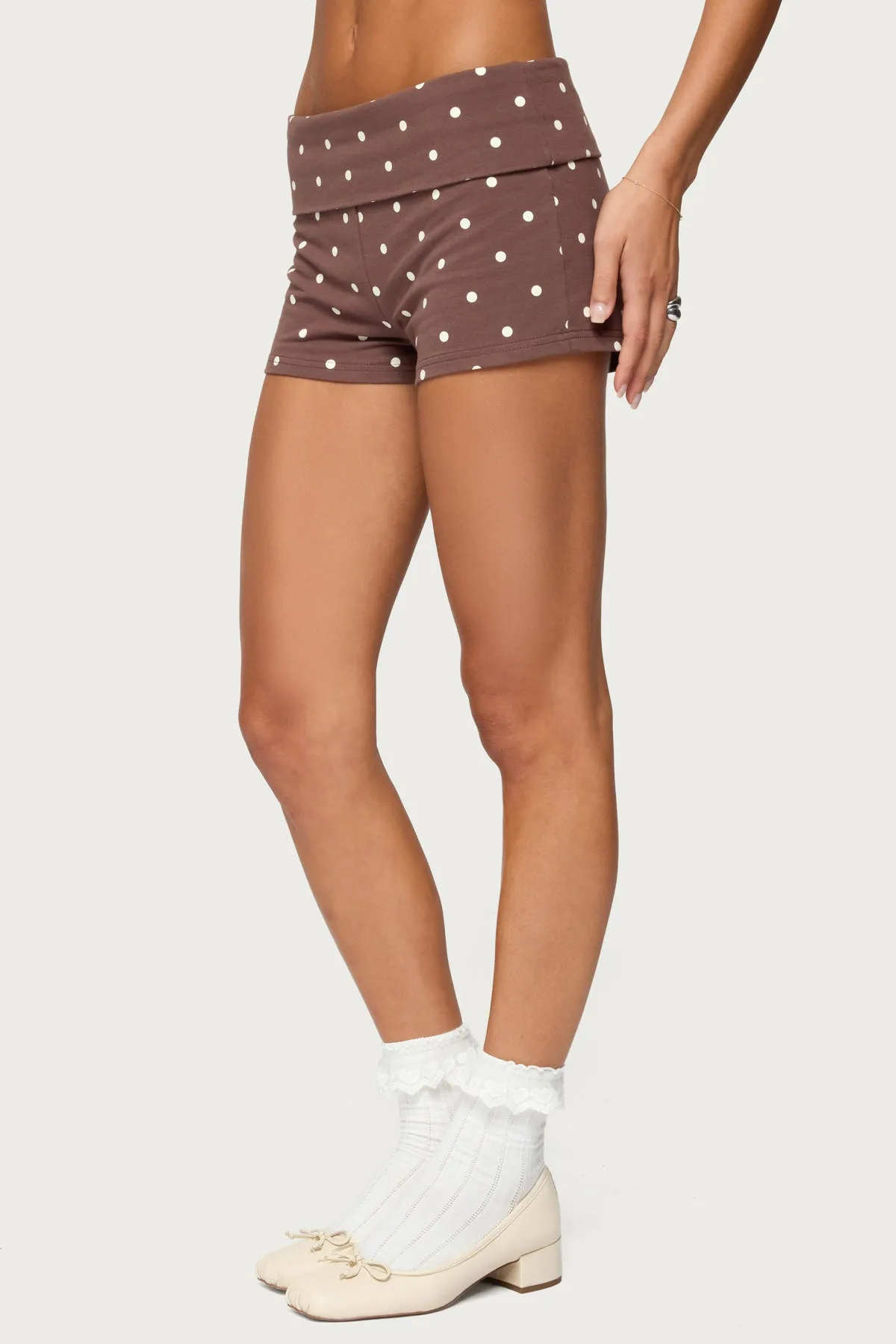 Chelsie Polka Dot Foldover Shorts sold by Edikted product image thumbnail 3