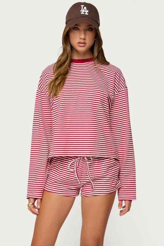 Jainee Striped Long Sleeve T Shirt sold by Edikted