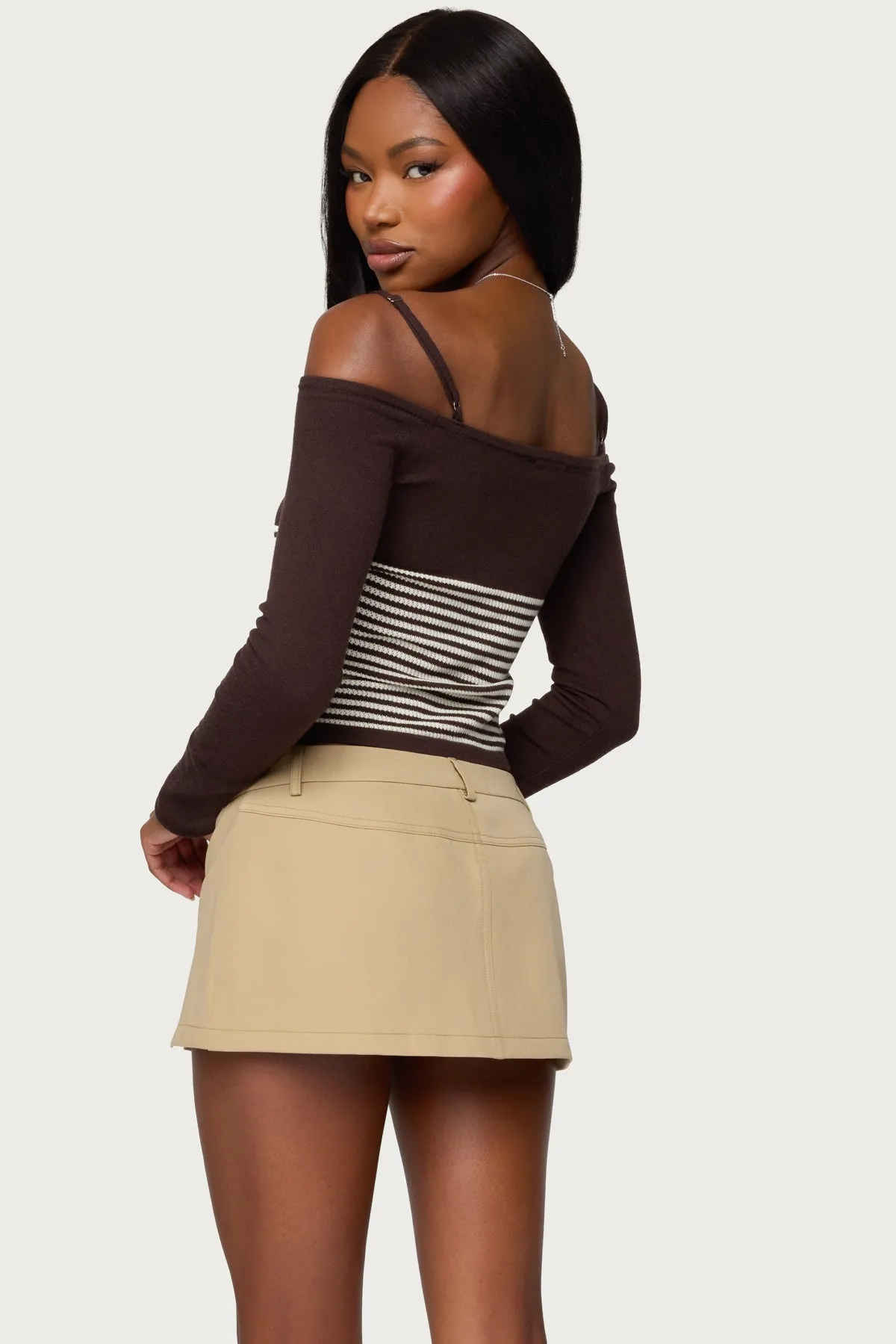 Darya Striped Off Shoulder Knit Top sold by Edikted product image thumbnail 5