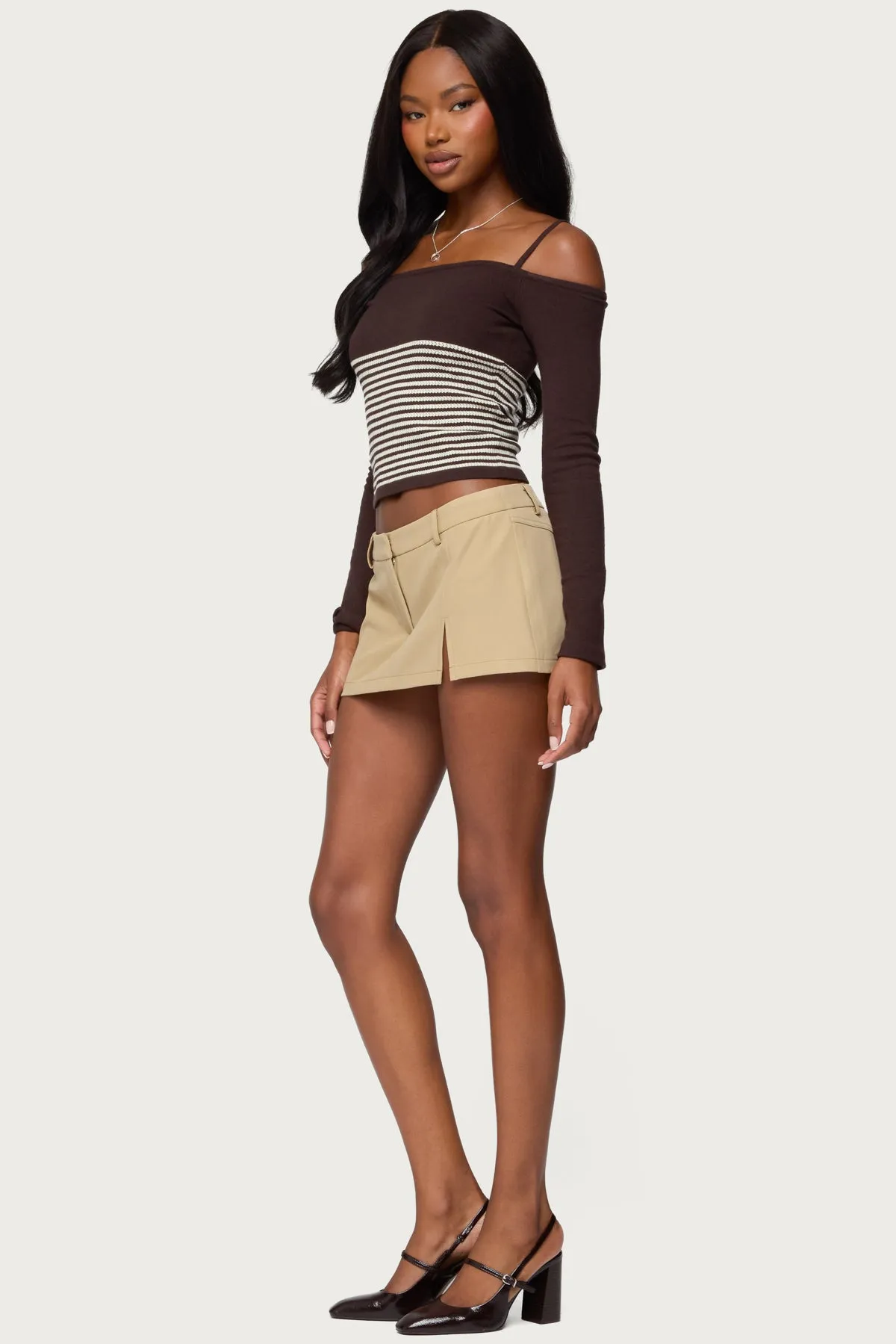 Darya Striped Off Shoulder Knit Top sold by Edikted product image thumbnail 4