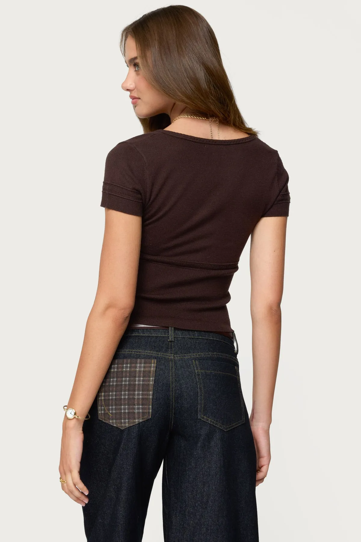 Theresa V Neck Knit Top sold by Edikted product image thumbnail 4