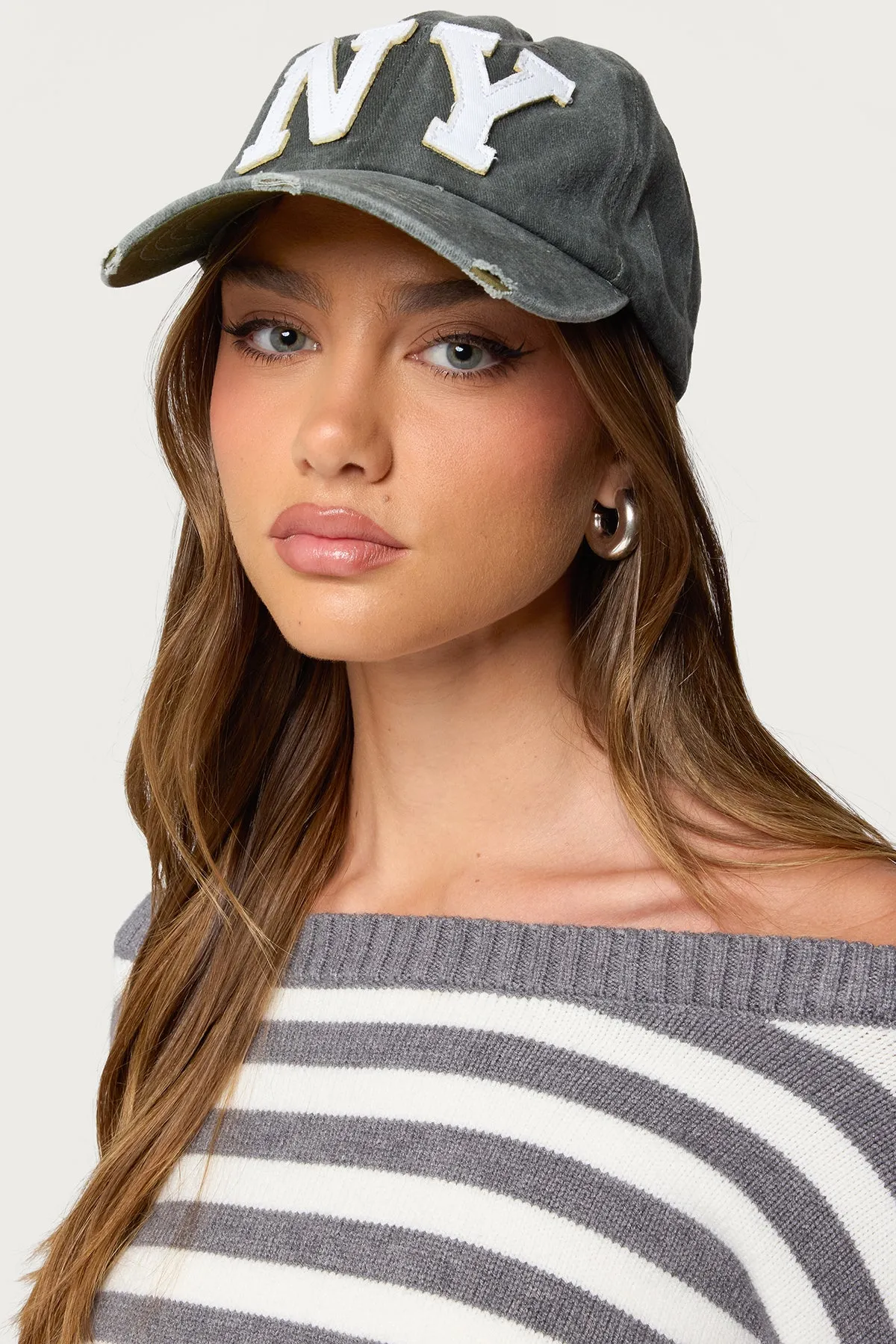 NY Distressed Baseball Cap sold by Edikted