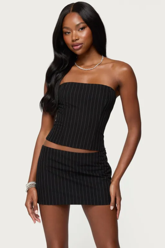 Maeve Pinstripe Strapless Corset sold by Edikted