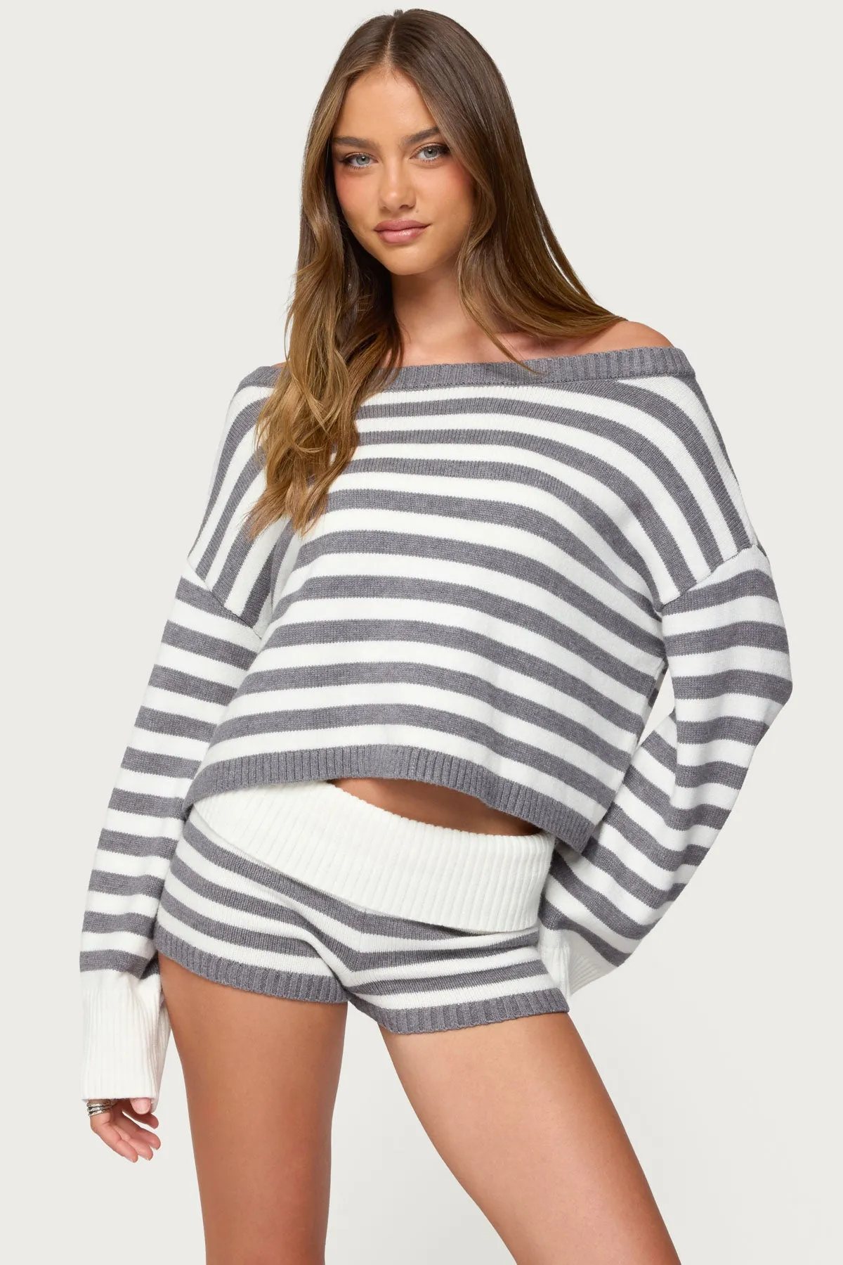 Saphi Striped Oversized Knit Sweater sold by Edikted