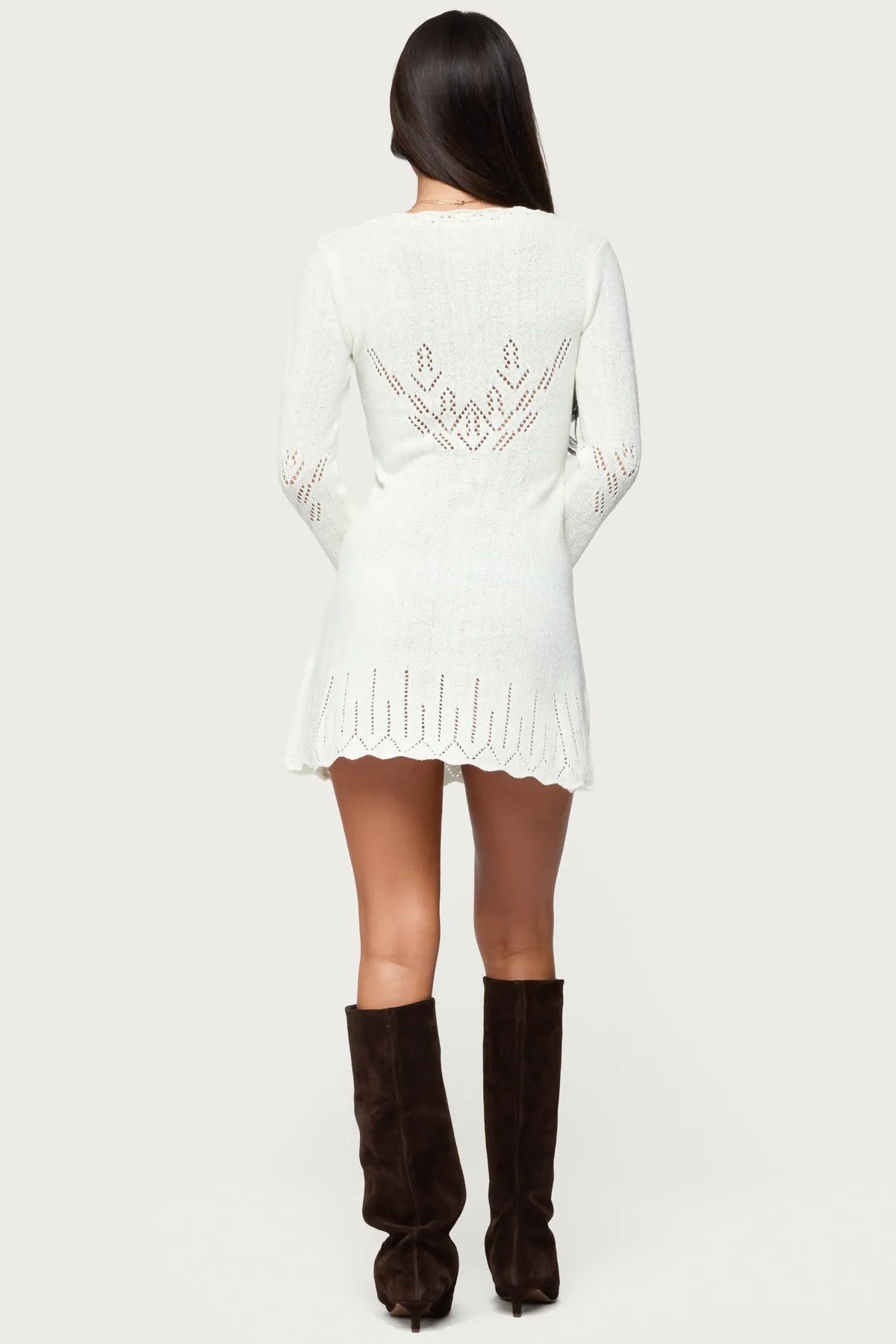 Shaia Pointelle Knit Mini Dress sold by Edikted product image thumbnail 3