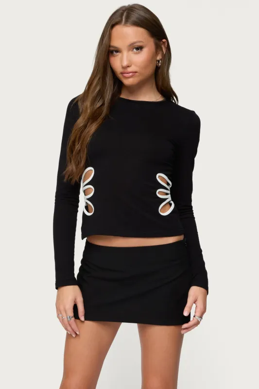 Contrast Cut Out Long Sleeve Top sold by Edikted