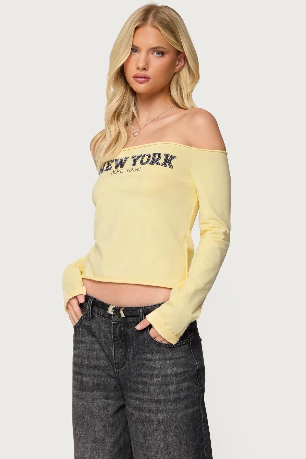 New York Babe Off Shoulder Top sold by Edikted product image thumbnail 3