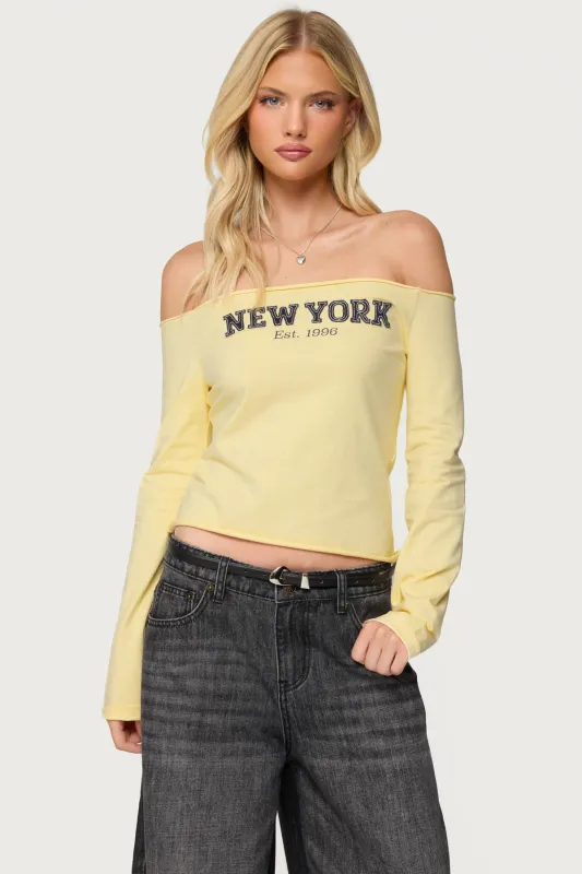 New York Babe Off Shoulder Top sold by Edikted