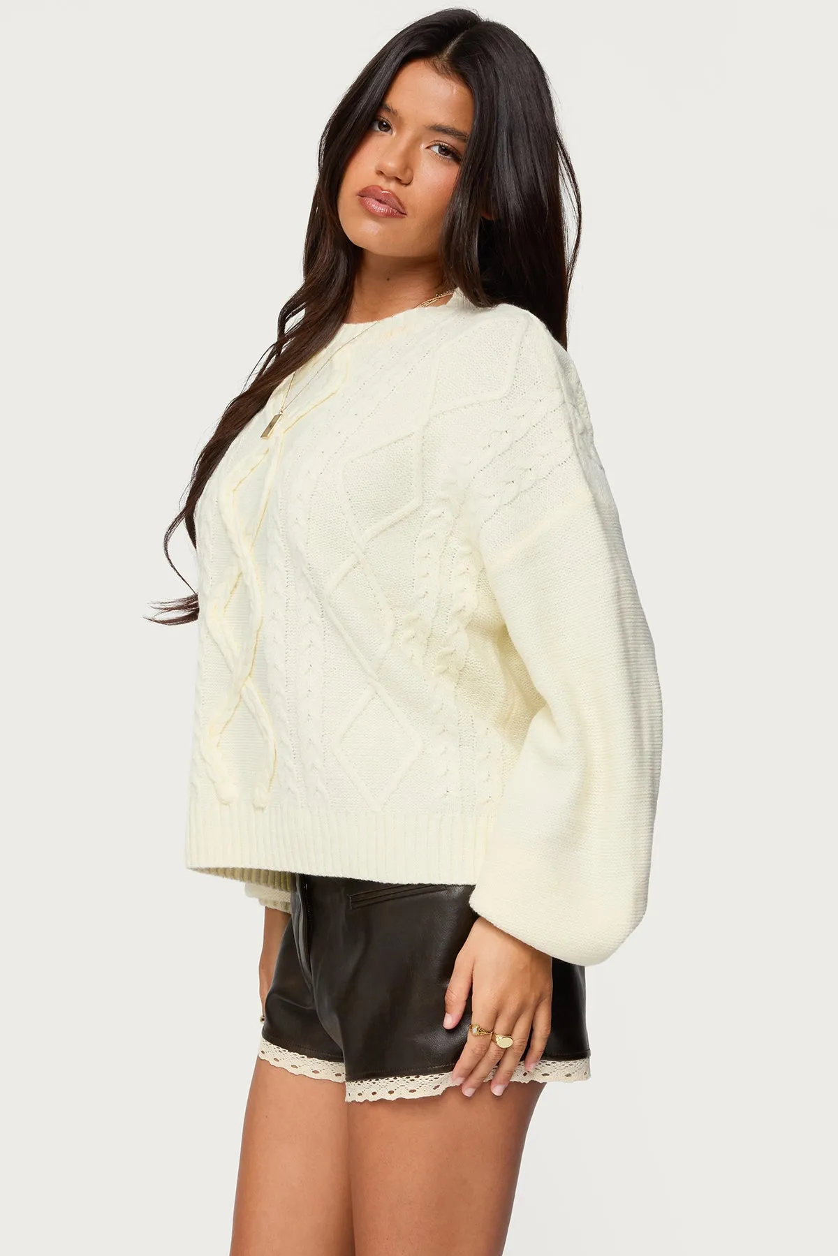 Braided Cable Knit Oversized Sweater sold by Edikted product image thumbnail 3